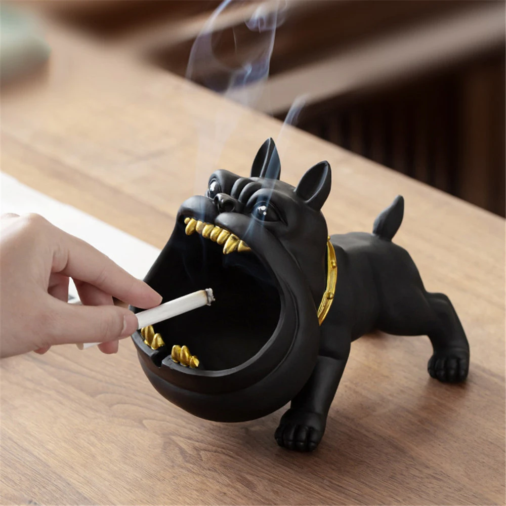 Cartoon Dog Ashtray Bulldog Animal Large Capacity Storage Box Dog Ceramic Crafts Living Room Desktop Home Ornaments Mens Gift