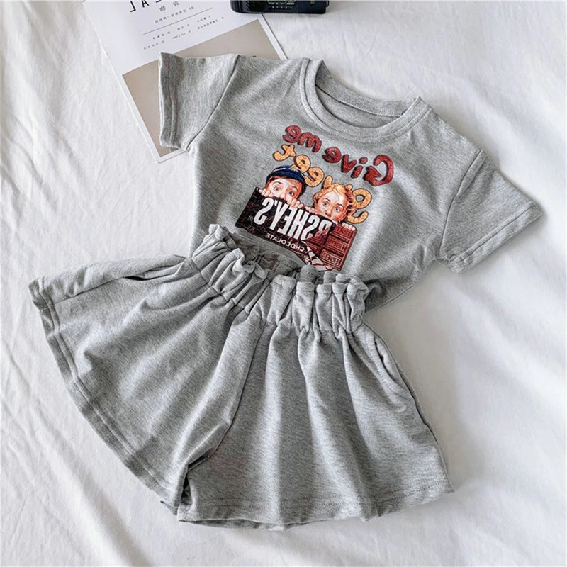 New Girls Clothes Children Clothing Suits Top shirt Cotton Shorts Tracksuit Casual Summer Suit 2pcs Sets Kids Clothes 2-6Y