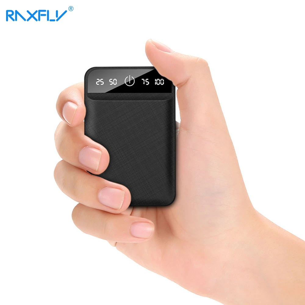 RAXFLY Mini Power Bank 10000mAh Cell Phone Portable Charger LED Powerbank 10000 mAh For Xiaomi External Mobile Battery Poverbank