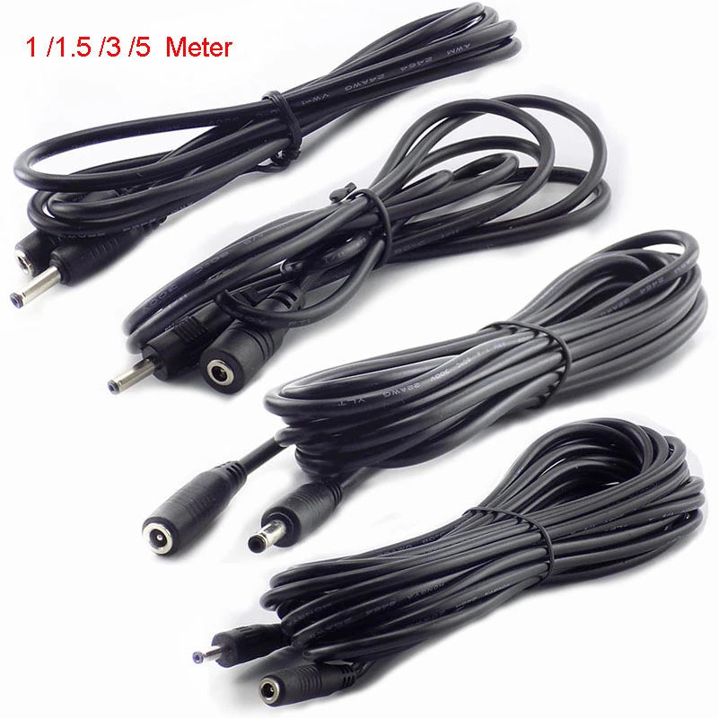 1/1.5/3/5 Meter DC Power Cable Extension 5V 2A Cord Adapter 3.5mm x 1.35mm DC Male DC Female Connector for CCTV Security Camera