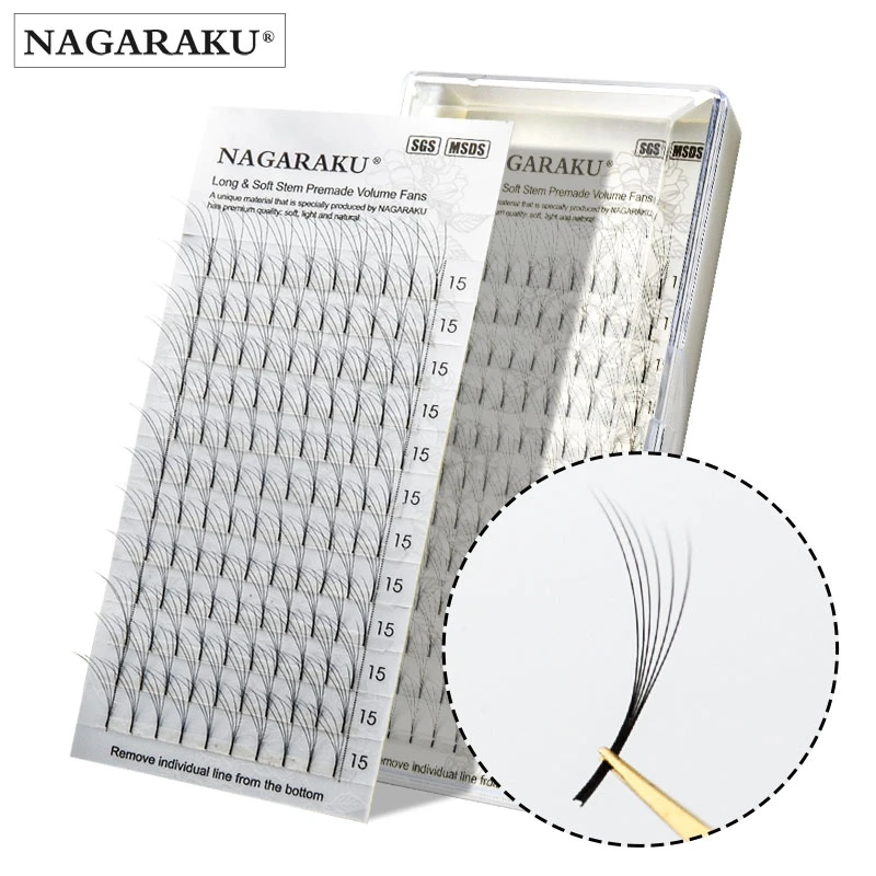 NAGARAKU eyelashes mink makeup 12 Lines 3D-6D Premade  Fans Russian Volume Eyelash Black Faux Mink Premium Eyelash Application