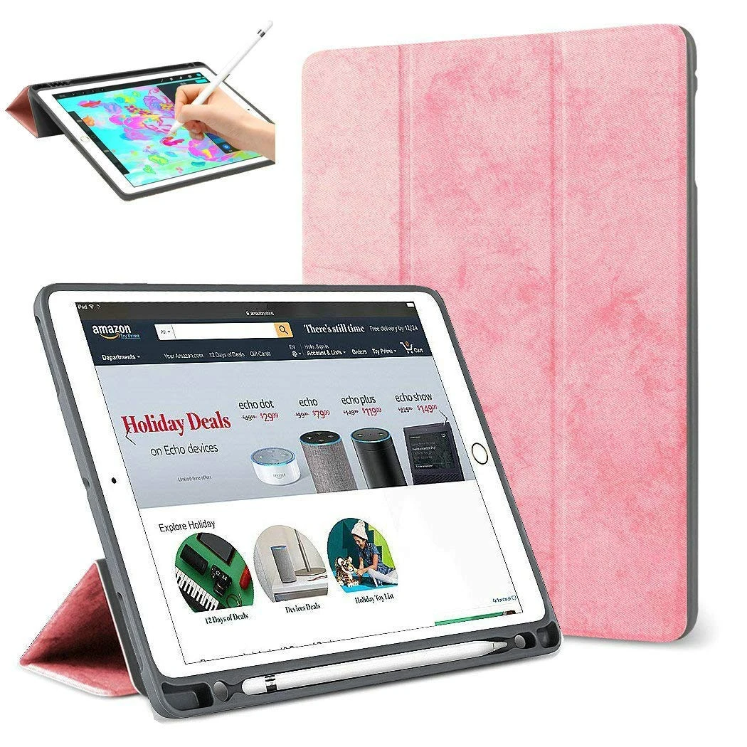 For iPad Pro 12.9 2017/2015 Case Pencil Holder,Smart Cover Trifold Stand Auto Sleep/Wake Protective Case for iPad Pro 12.9 2020