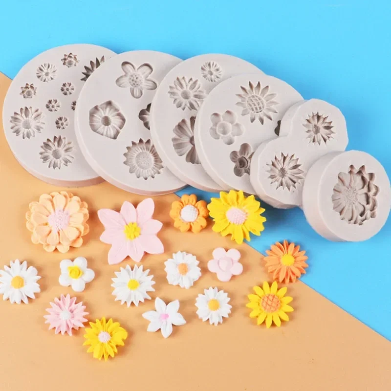 Daisy Wild Chrysanthemum Flower Shape Silicone Mold Baking Mold Fondant Cake Decorating Tools Resin Mould