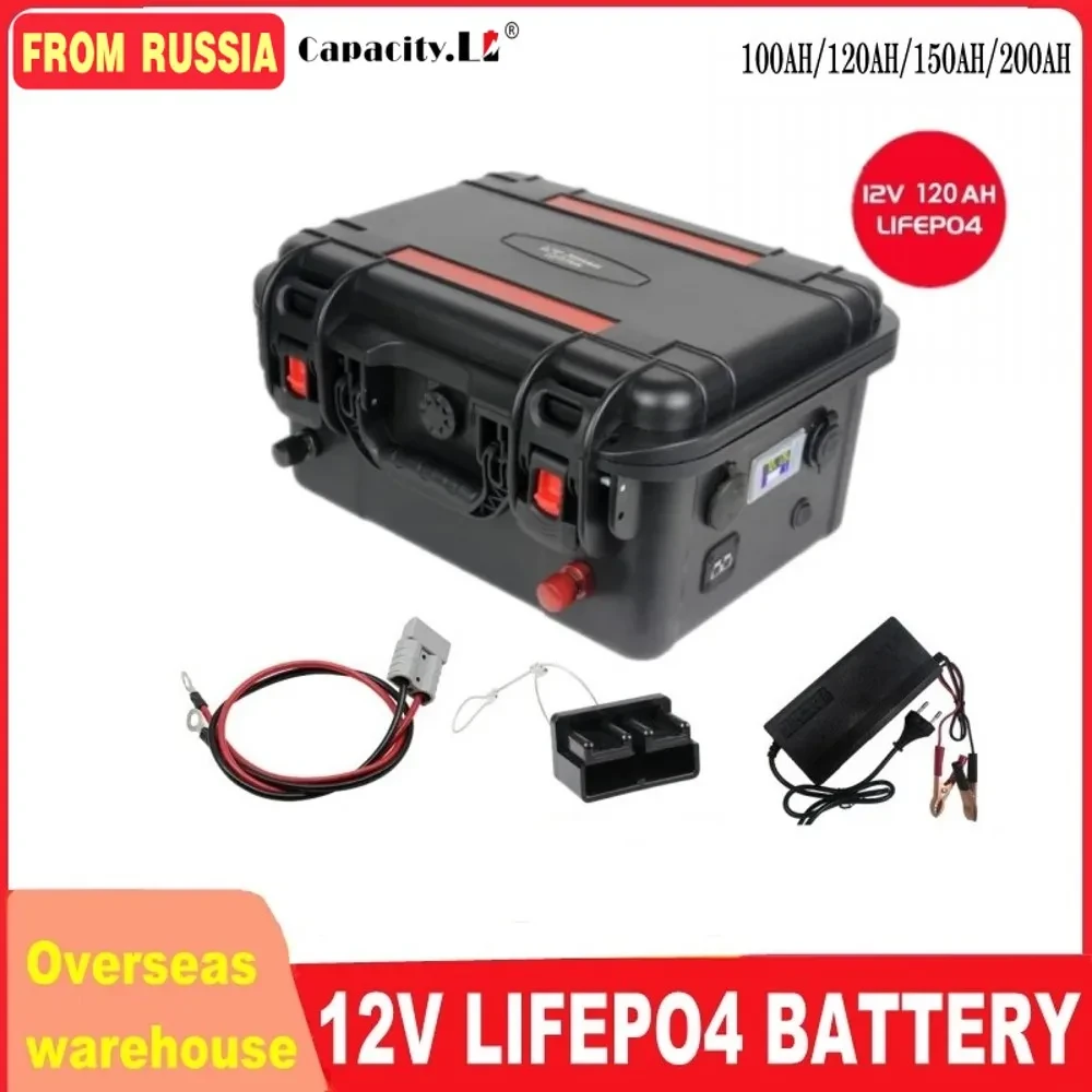 12V 200ah lifepo4 battery pack  100ah Rechargeable Lithium  with BMS for  RV Outdoor Camping and Inverter Solar energy