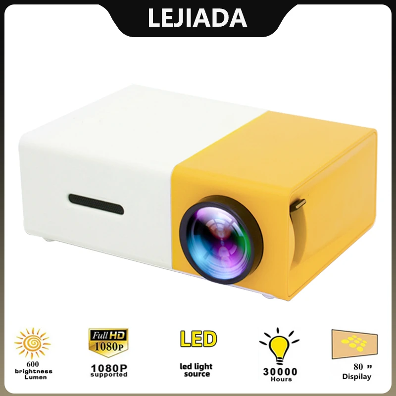 LEJIADA YG300 Pro LED Mini Projector 480x272 Pixels Supports 1080P HDMI USB Audio Portable Home Media Video Player