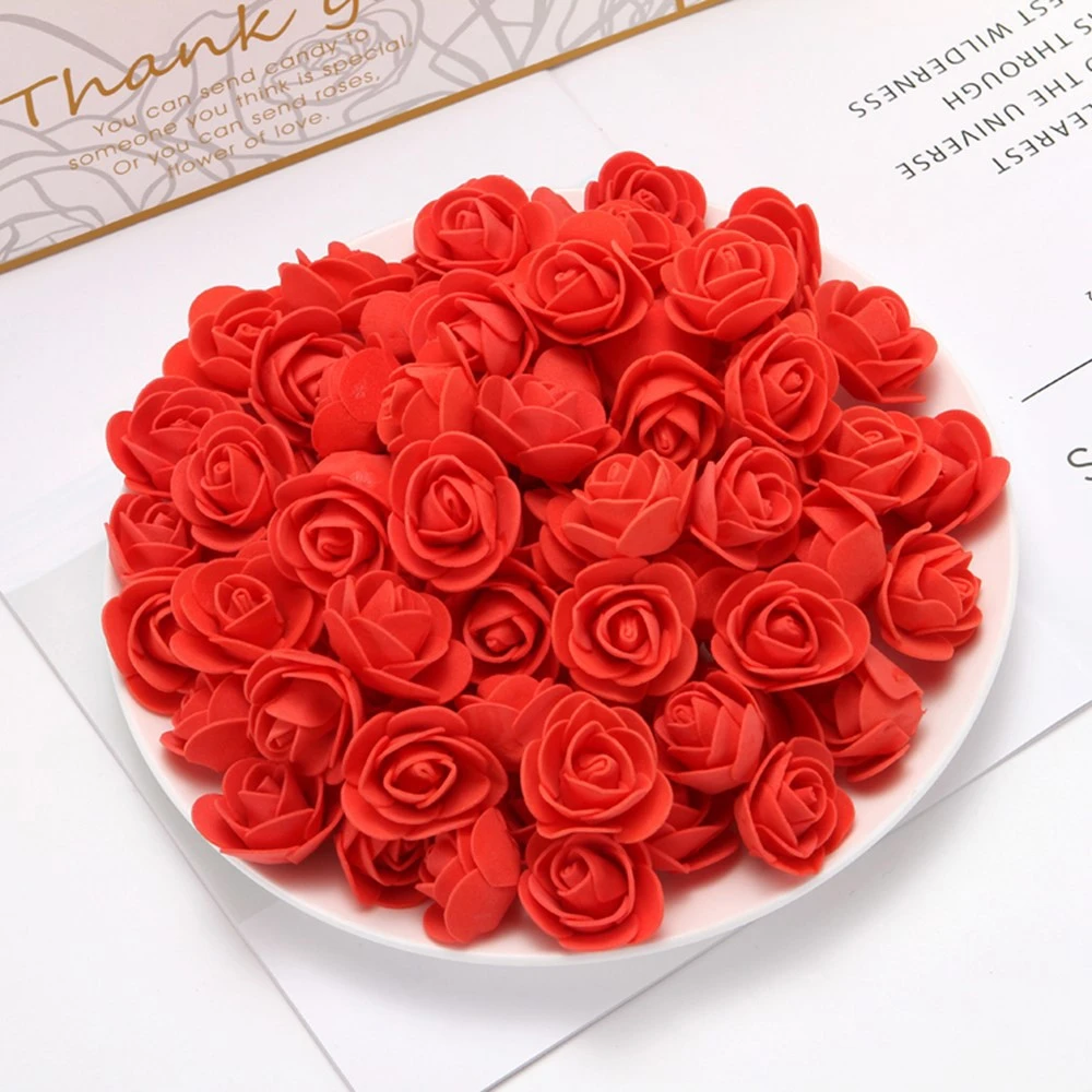 100pcs 3.5cm PE Mini Artificial Flowers for Home Wedding Decor Accessories Fake Foma Scrapbooking Bubble Bears Decorative