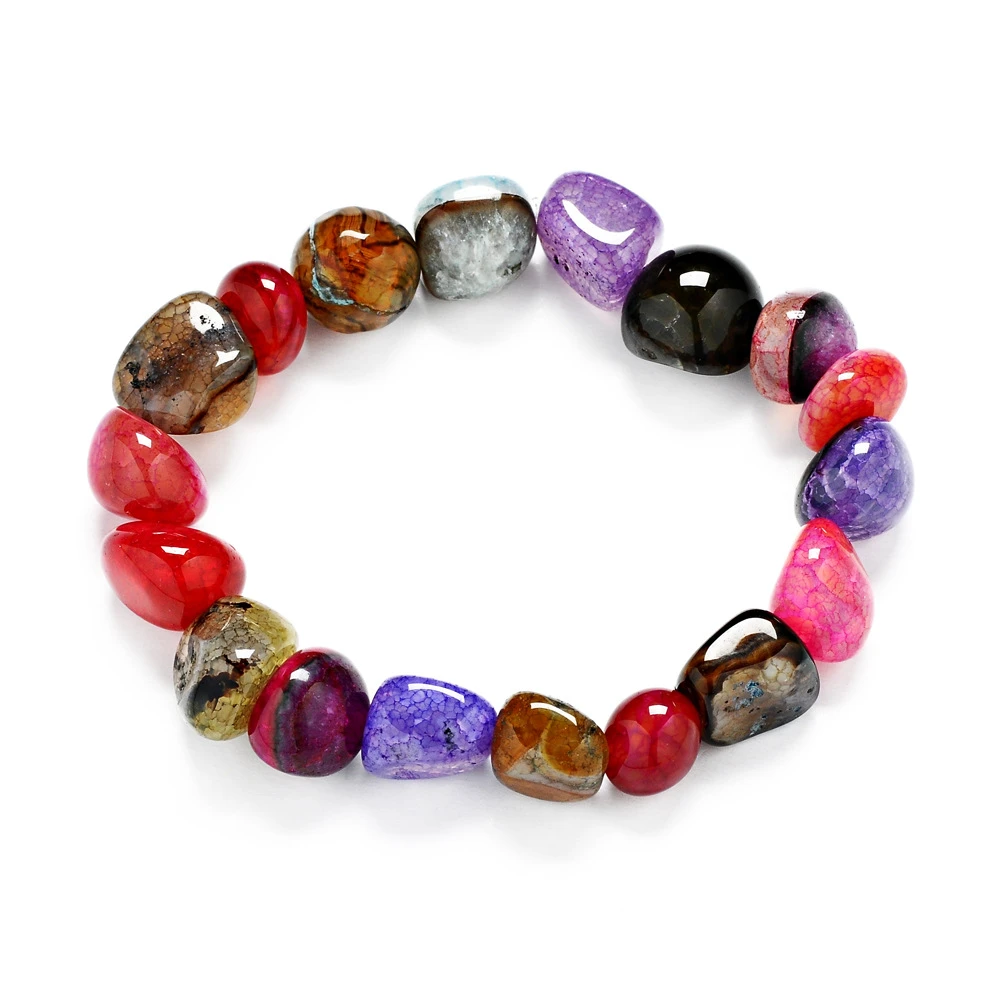 Random Ice Crack Irregular Natural Gem 11-12 with The Shape of Mixed Color Bracelet for Woman