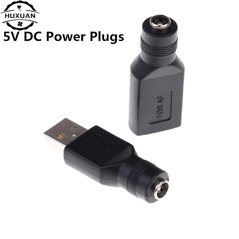 Female Jack To USB 2.0 Male Plug / Female Jack 5V DC Power Plugs Connector Adapter Laptop 5.5*2.1mm Black Color
