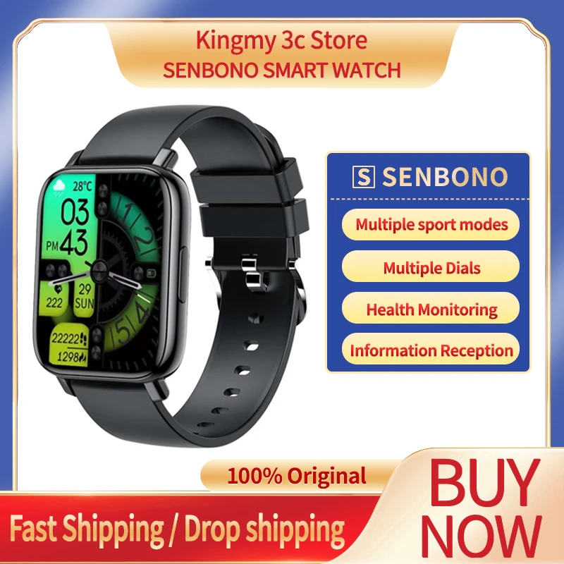 SENBONO X27 2021 Men Smart Watch IP68 Waterproof Smartwatch Clock Fitness Tracker Women Sport Watch support DIY Watch Face