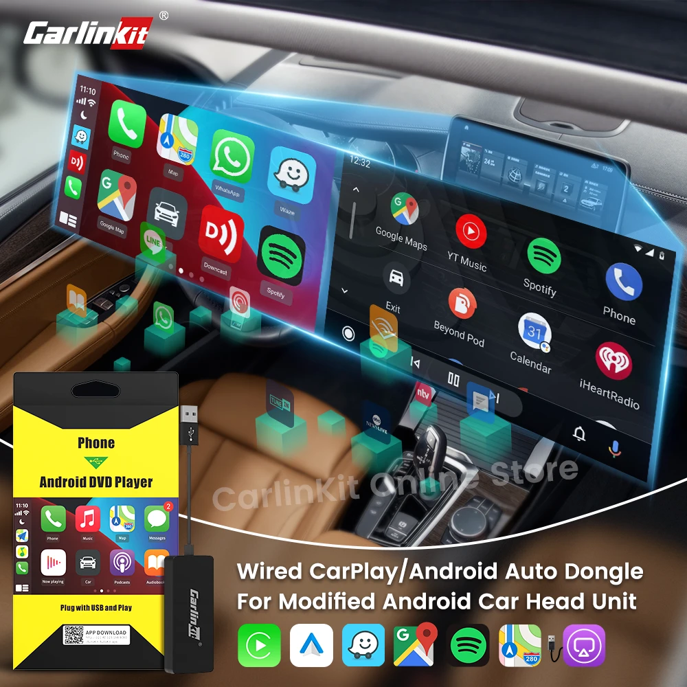 CarlinKit CarPlay Android Box Car Multimedia Player For Refit Android Unit Mirror Link Support YouTube Netflix Split Screen MP4