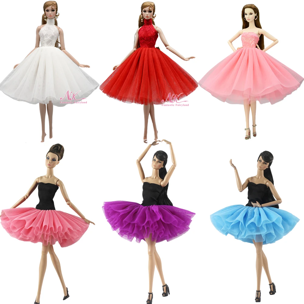 NK One Pcs Newest Doll Dress Short Ballet Dresses For Barbie Doll Clothes Fashion Clothes For Barbie Dolls Outfits 1/6 Doll JJ