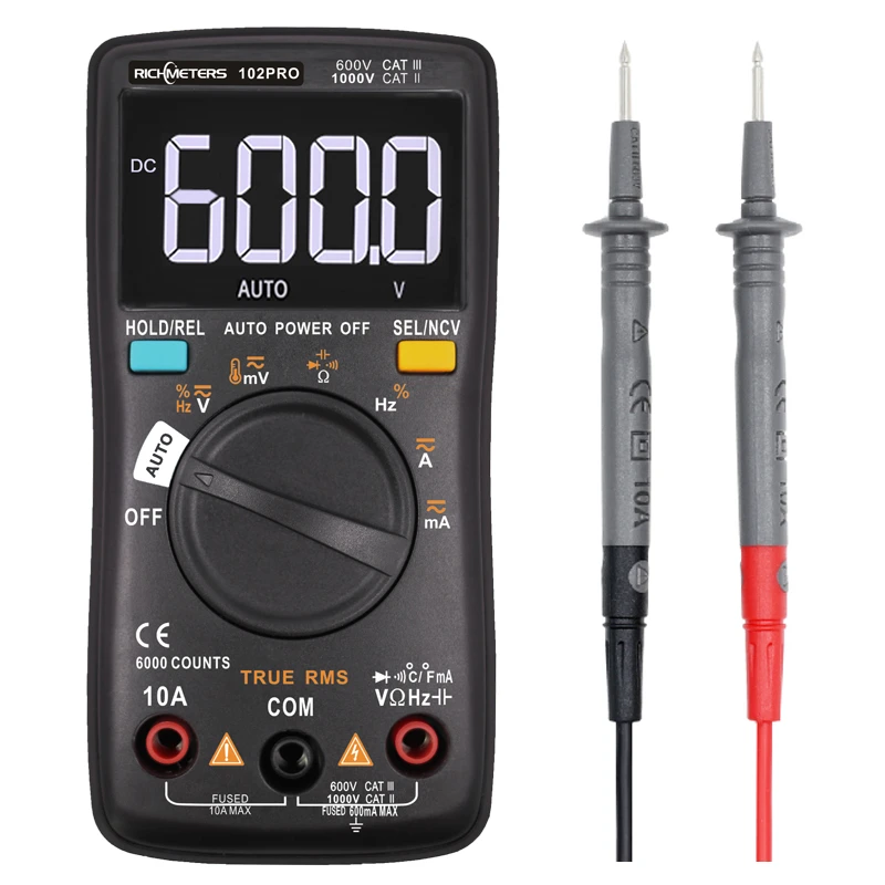 RM102Pro Digital Multimeter 6000 counts Auto 113D Back light AC/DC Voltmeter transistor tester Frequency Diode Temperature