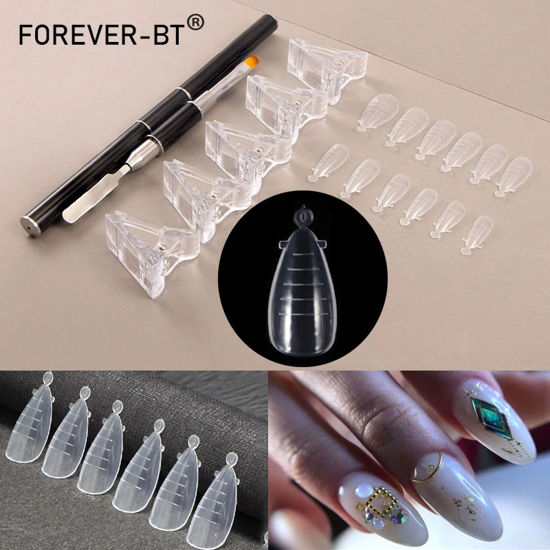 Dual Nail Forms Quick Building Poly UV Gel Finger Extended Mold Stiletto Art Tips Full Cover Fake Nail Manicure Tools