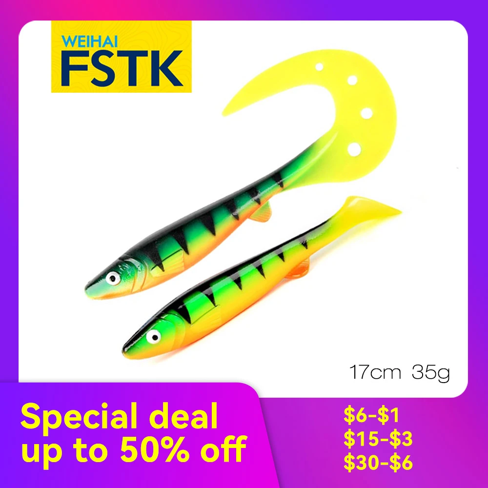 FSTK 17cm/35g Fishing Soft Lures Lifelike Soft Artificial Lure Soft Baits Wobblers Fishing TackleT Tail