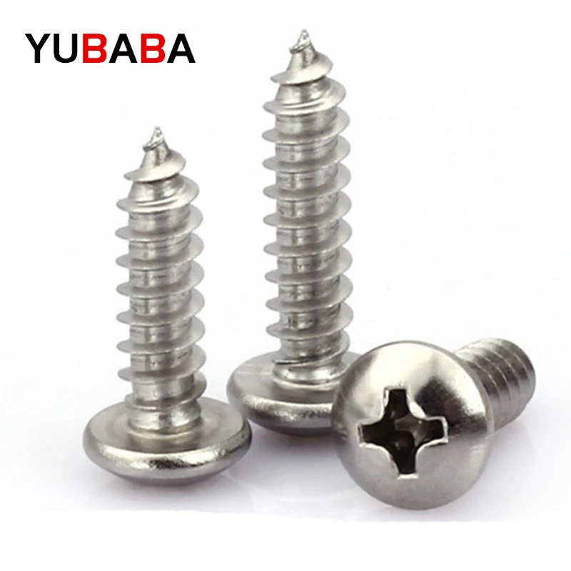 1000 Pcs M1 M1.2  M1.7 M2 M2.3 M2.6 M3 M3.5 Philips Round Head 304 Stainless steel Self Tapping Screws Small Computer Screw