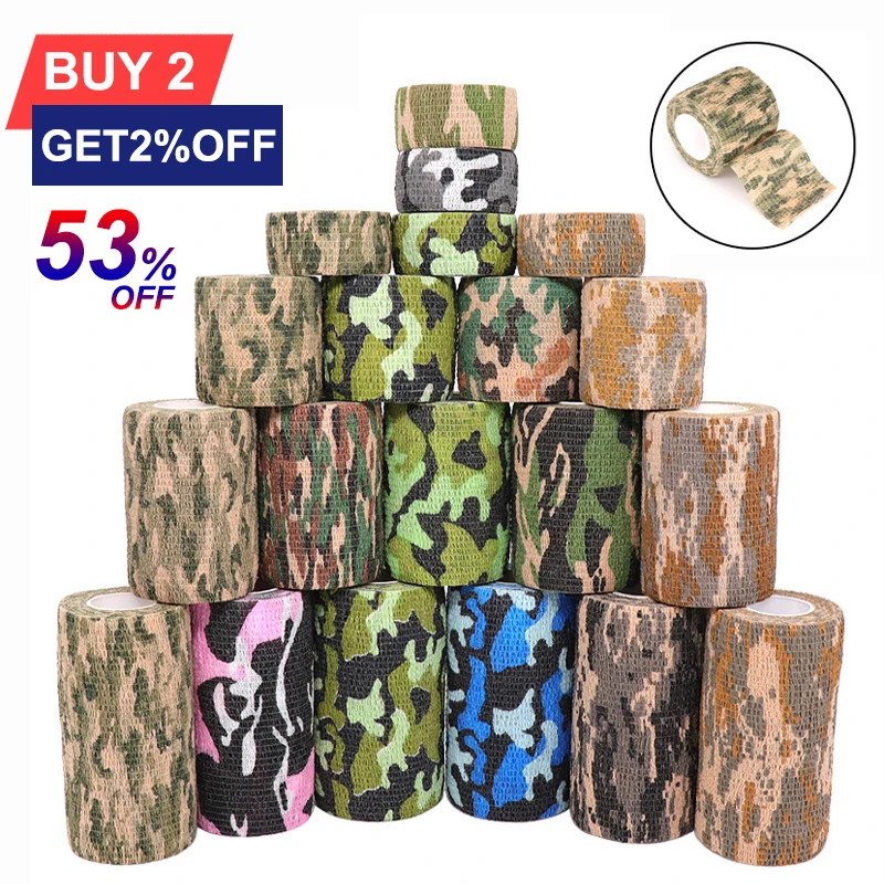 4.5m Hunt Disguise Elastoplast Camouflage Elastic Wrap Tape Self Adhesive Sports Protector Ankle Knee Finger Arm Bandage