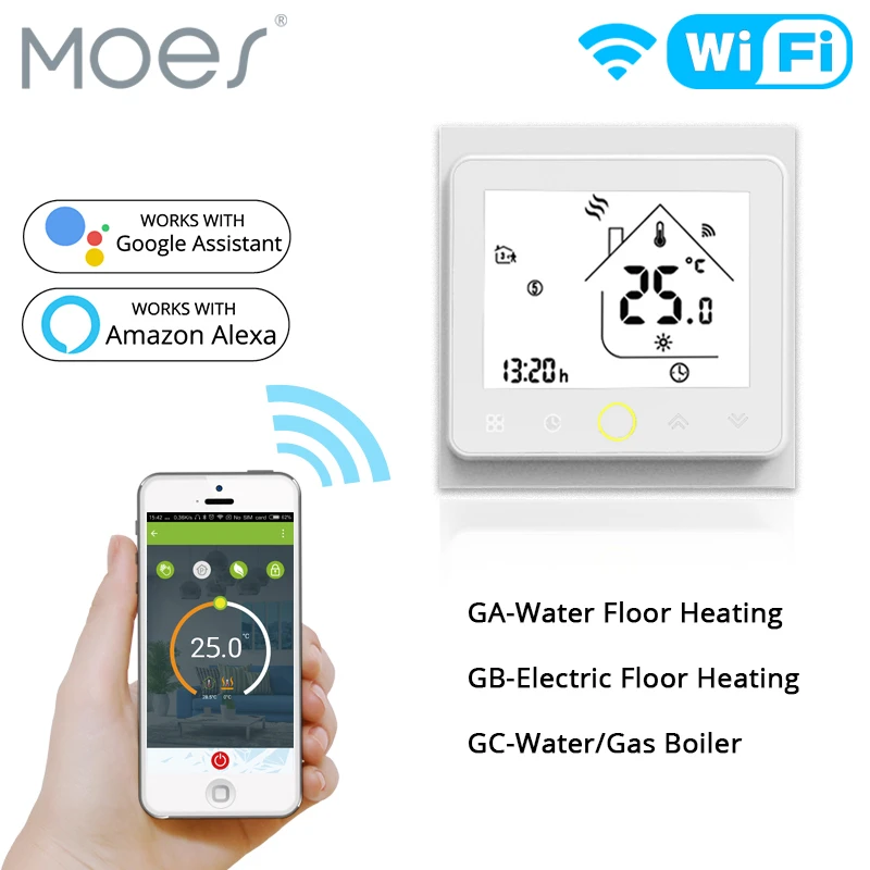 WiFi Smart Thermostat Temperature Controller for Water/Electric floor Heating Water/Gas Boiler Works with Alexa Google Home
