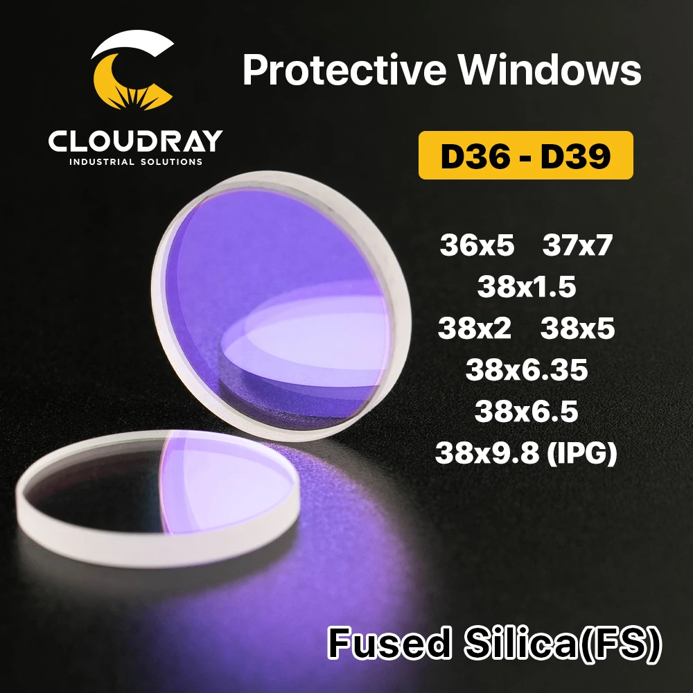 Cloudray Laser Protective Windows D36 - 39 Quartz Fused Silica for Fiber Laser 1064nm Precitec Raytools WSX 36x5 37x7