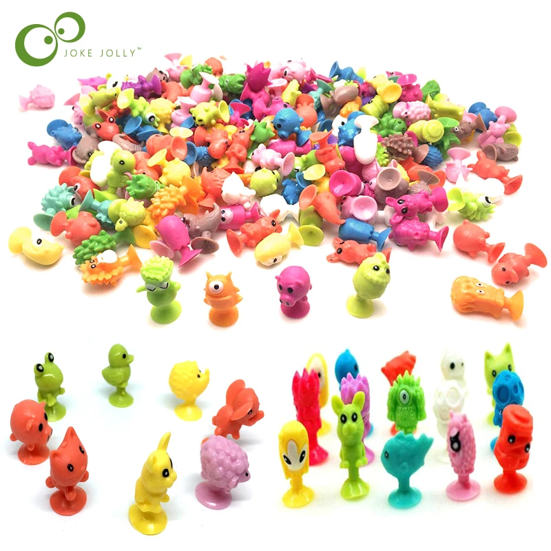 50pcs/lot Mini Monster Sucker Capsule Model Little Cartoon Anime Animal Action Figures Suction Cup Puppets Toys For Children ZXH