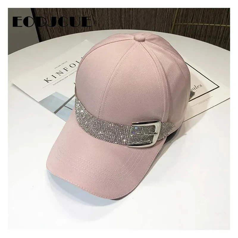 New Fashion Rhinestone Belt Baseball Caps For Women Snapback Sport Caps Outdoor Sun Hat Gorras Black hat