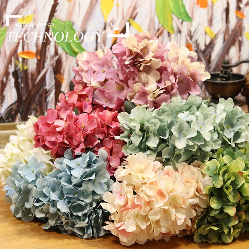 6 head/bouquet Hydrangea Artificial Silk Flowers Bridal hand Bouquet Fake flowers For Wedding Home Decoration flores artificial