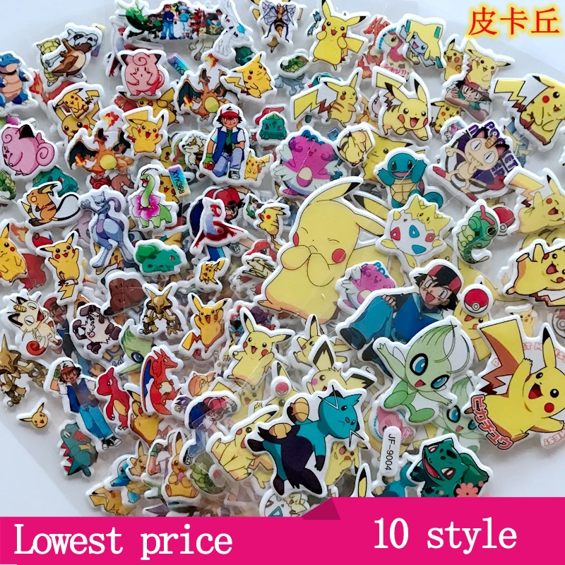 Pokemon Stickers Badge Sheets 3D Puffy Bubble Stickers Cartoon Pikachu Waterpoof DIY Sticker PVC Scrapbook Gifts for Kids Badge