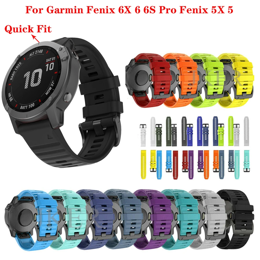 26 22MM Quick Release Watch band Strap for Garmin Fenix 6X 6 6S Pro Quick Fit Silicone Wrist Band Strap For Garmin Fenix 5 5X 5S