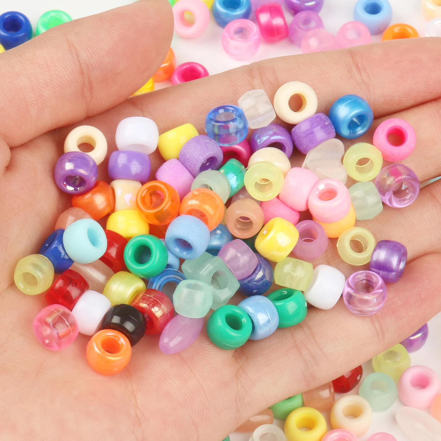 100/200Pcs 4mm 6mm Candy Color Acrylic Round Big Hole Spacer Beads For Jewelry Making DIY Jewelry Accessories For Handicrafts