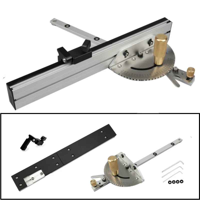 450mm Miter Gauge Aluminium Profile Fence W/ Track Stop Table Saw/Router Miter Gauge Sawing Assembly Ruler for Woodworking Tools