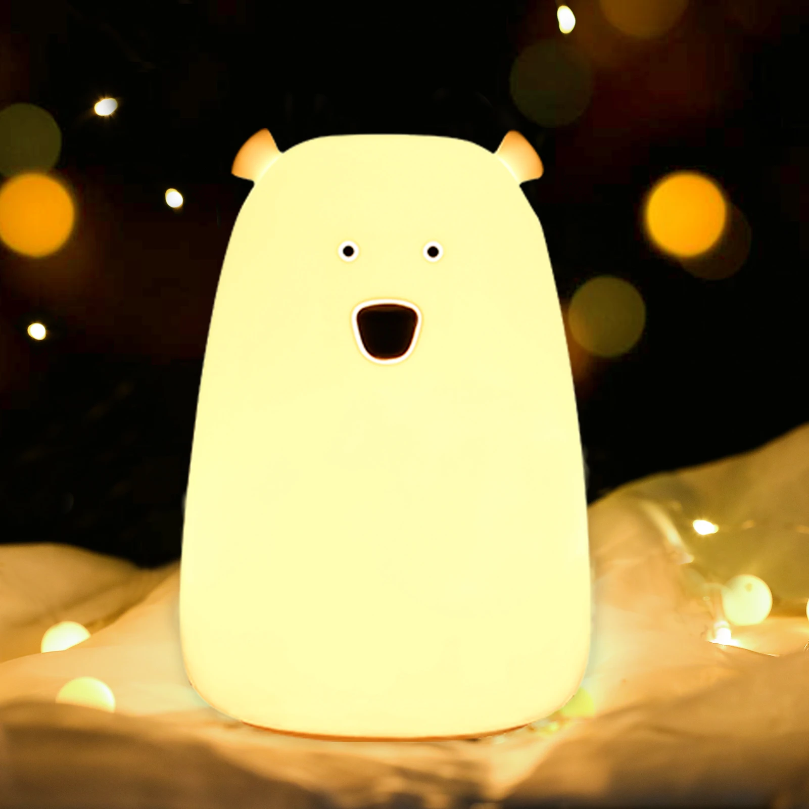 Cute Bear LED Night Light Decoracion Lampara De Noche Ddormitorio Baby Kids Bedside Lamp Silicone Touch Sensor Tap Control