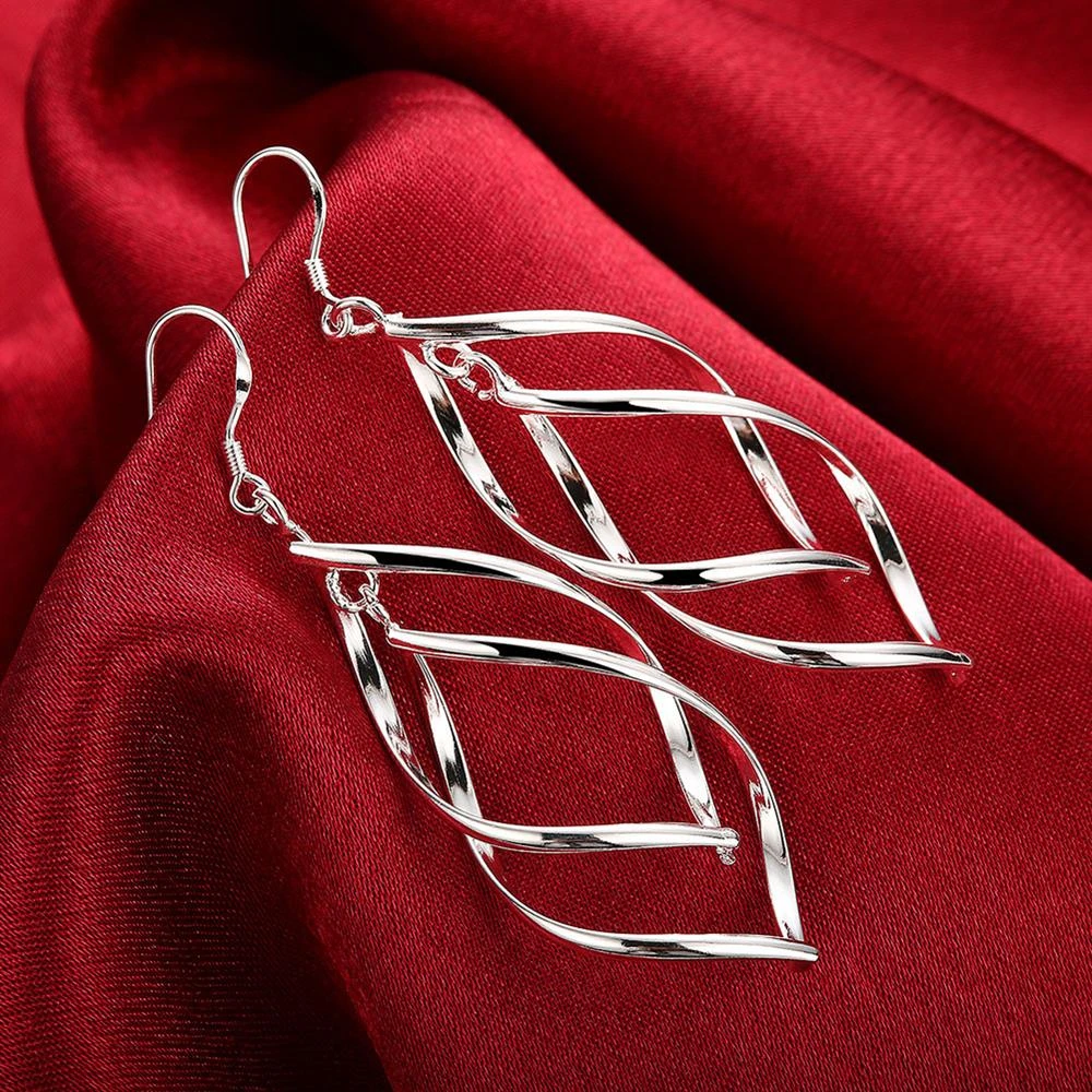 Fine High quality 925 Sterling Silver Earrings fashion Jewelry elegant Woman Earrings Hanging Drop long wedding Christmas Gifts