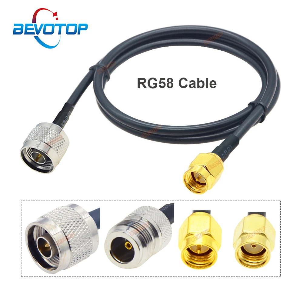 1PCS RG58 N Type Male / Female to SMA Male Plug RF Adapter Coaxial Cable Pigtail RG-58 Extension Cord Jumper 15CM 50CM 1M 2M 5M