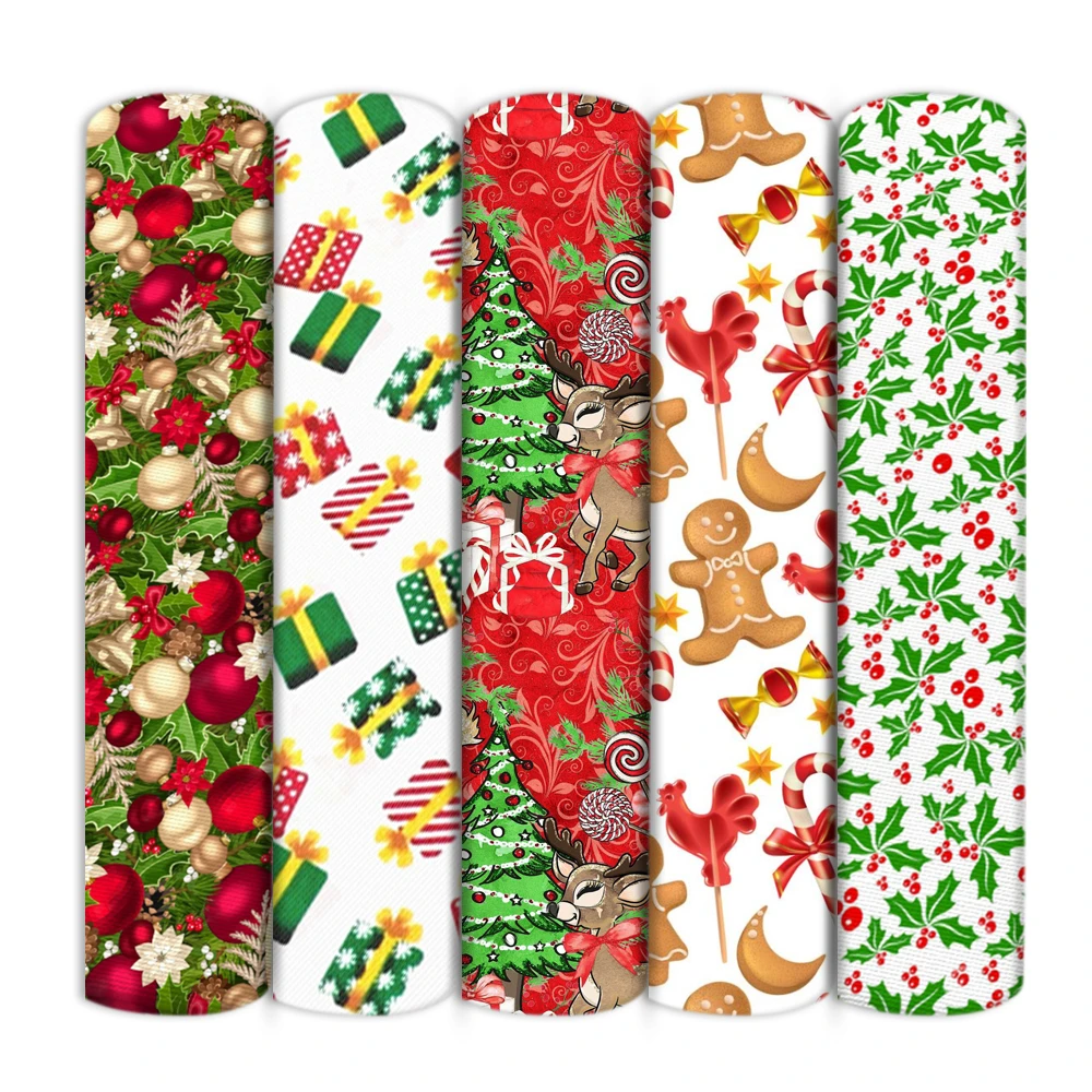 Merry Christmas Fabric Tree Santa Claus polyester Cotton Sewing Quilting Fabrics Needlework Material DIY Handmade Cloth,1Yc13235