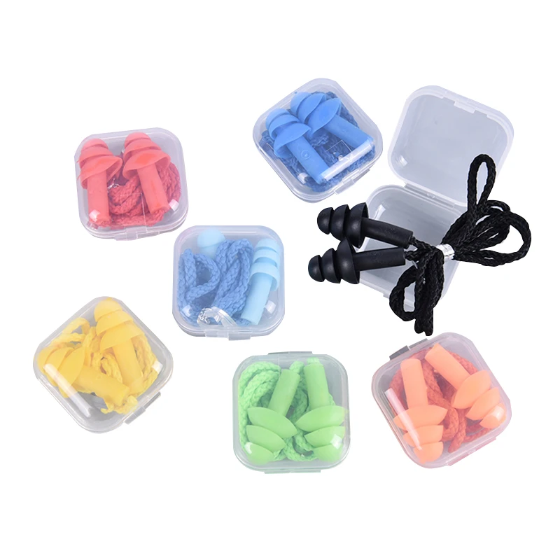 1Box New Comfort Earplugs Noise Reduction Silicone Soft Ear Plugs Swimming Silicone Earplugs Protective For Sleep