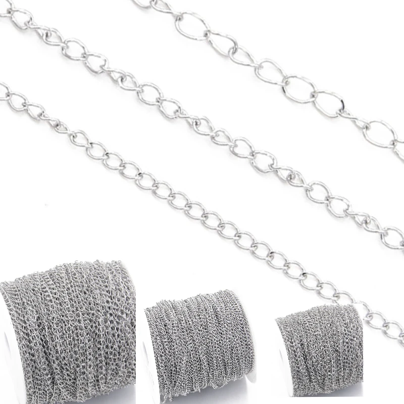 10 Meters/lot 3 Size Stainless steel round squash cross chain necklace DIY jewelry making materials charm classic handmade