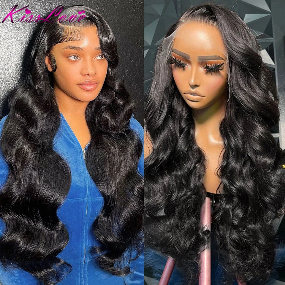 HD Transparent Lace Front Human Hair Wigs PrePlucked Brazilian Body Wave 13x4/13x6 Lace Frontal Wig with Baby Hair Remy KissLove