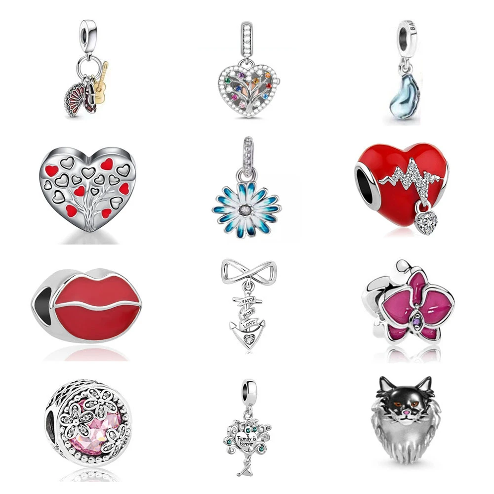 100% 925 Sterling Silver Pink Wine Cup Dangle Beads Fit Original Pandora Charms Bracelets DIY Women Jewelry