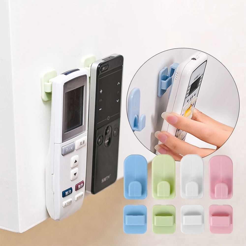 Sticky Hook Set ABS Adhesive Tape Hanger Remote Control Holder Wall Storage for TV Air Conditioner Controller 4pcs/set