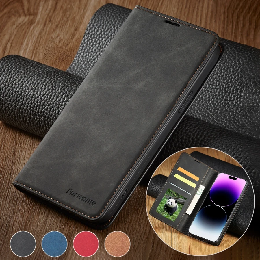 Business Magnetic Flip Leather Card Slot Wallet Case Cover For iPhone 13 12 11 Pro Max XS Max XR X 8 7 6S 6 Plus SE2020 5 5S SE
