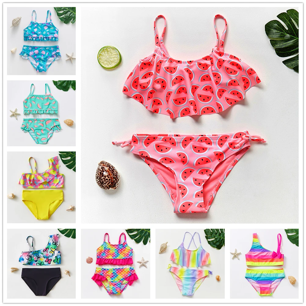 1~14Y Girls Swimsuit High quality Girls swimwear Two pieces Kids Bikini set Biquini Infantil Swimming suit for children-ST108mix