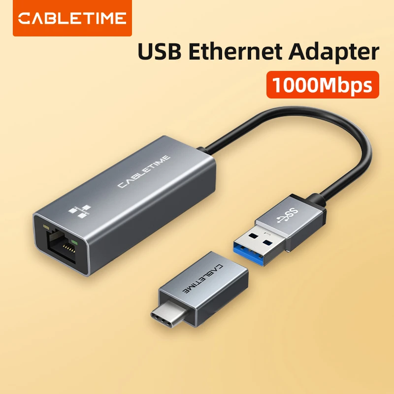 CABLETIME USB Ethernet Adapter 1000Mbps USB 3.0 2.0 LAN RJ45 Adapter for Laptop Nintendo Switch Macbook Air USB LAN C358