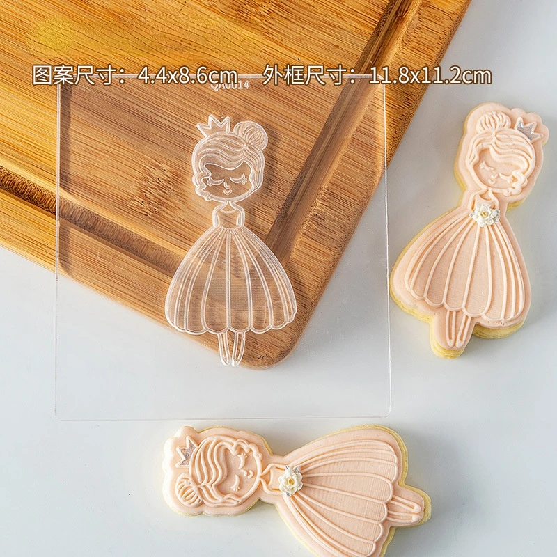 Acrylic  Cake Cutter Cookie Mold Cake Decoration Tool Princess Happy Birthday Cookie Press Stamp Embosser Fondant Sugar Craft