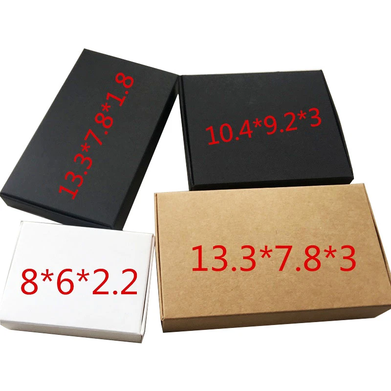 10Pcs/lot DIY Kraft Gift Box Brown/Black Paper Small Soap Box Kraft Cardboard Mini Jewelry Packing Carton Box 20 Sizes