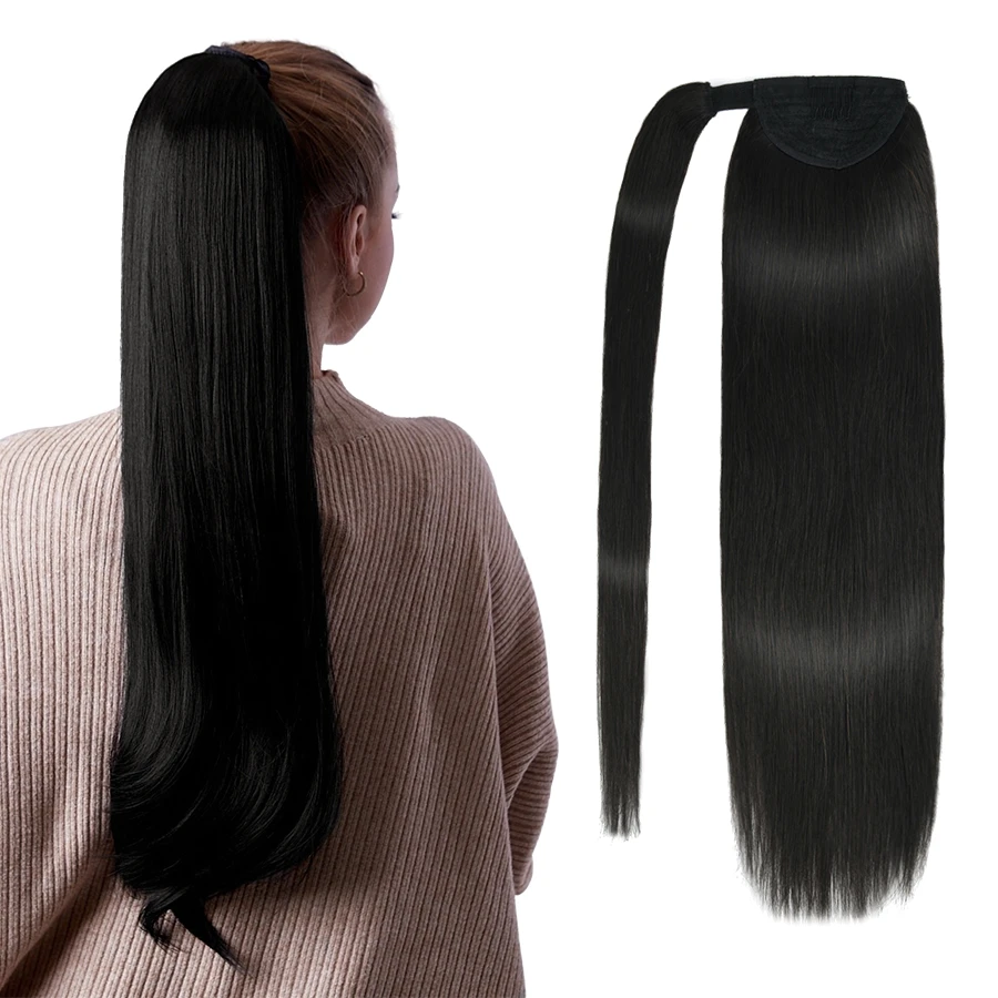 Neitsi Ponytail Human Hair Wrap Around Brazilian Natural Straight Clip On Remy Extensions 12