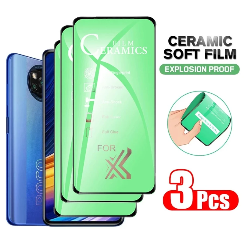 1-3Pcs HD Soft Ceramic Film for Redmi Note 10 9 Pro Max 9T 9S 8 8T 7 7A Screen Protectors for Xiaomi Mi Poco X3 Pro F3 M3 10T 9T