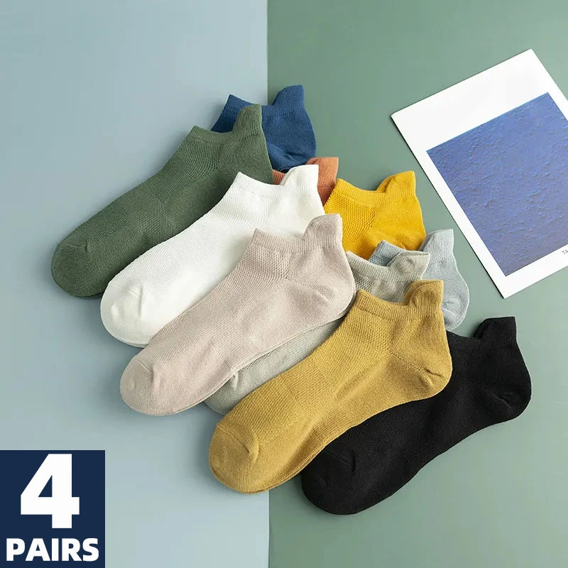 5 Pairs Brand Men Cotton Socks New Style Soft Breathable Solid Colorful Simple Fashion Mens Women Short Ankle Street Unisex Sock