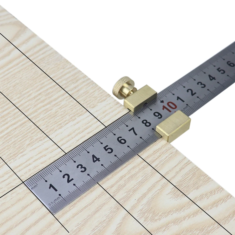 Steel Ruler Positioning Block Brass Angle Scriber Line Marking Gauge For Ruler Locator DIY Carpentry Scriber Measuring Tools