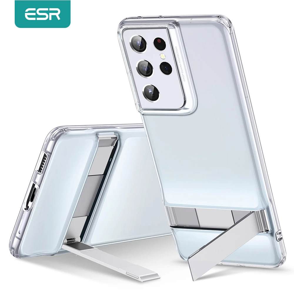 ESR for Samsung Galaxy Note 20 Ultra Case Note 10 Plus Metal Stand Kickstand TPU Clear Cover for Galaxy S20 Plus S21 Ultra Funda