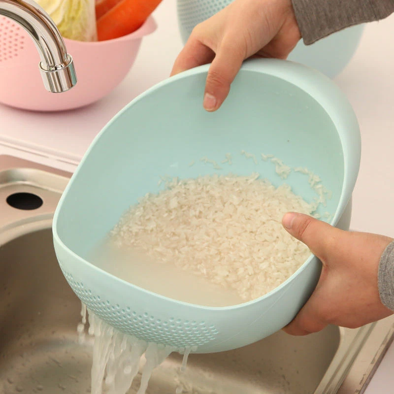 Rice Sieve Plastic Colander Sieve Rice Washing Filter Strainer Basket Kitchen Tools Food Beans Sieve Fruit Bowl Drainer Cleaning