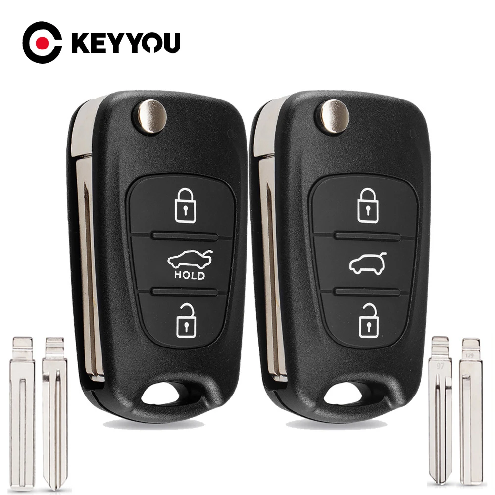 KEYYOU New Remote Key Shell For Hyundai I20 I30 IX35 I35 Accent Kia Picanto Sportage K5 3 Buttons Flip Folding Remote Key Case